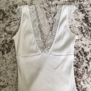 Deep v ribbed bodysuit